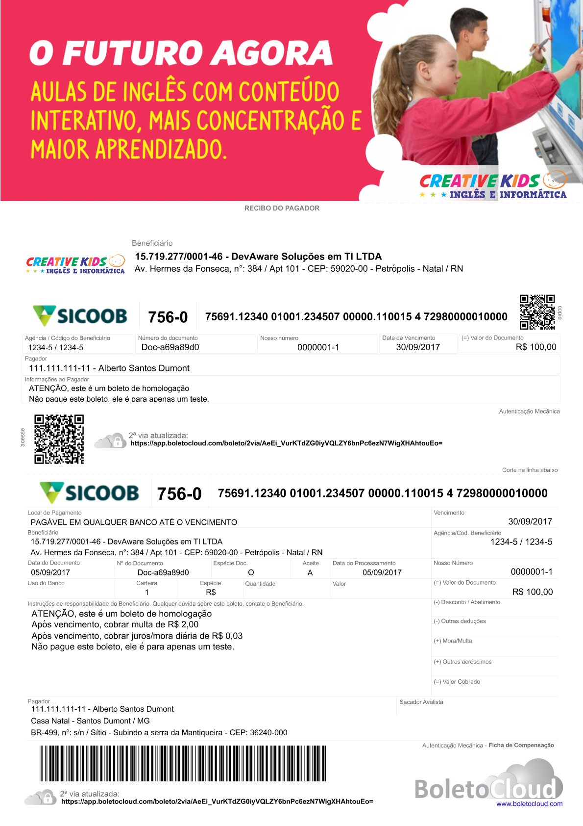 Exemplo 13 de boleto personalizado