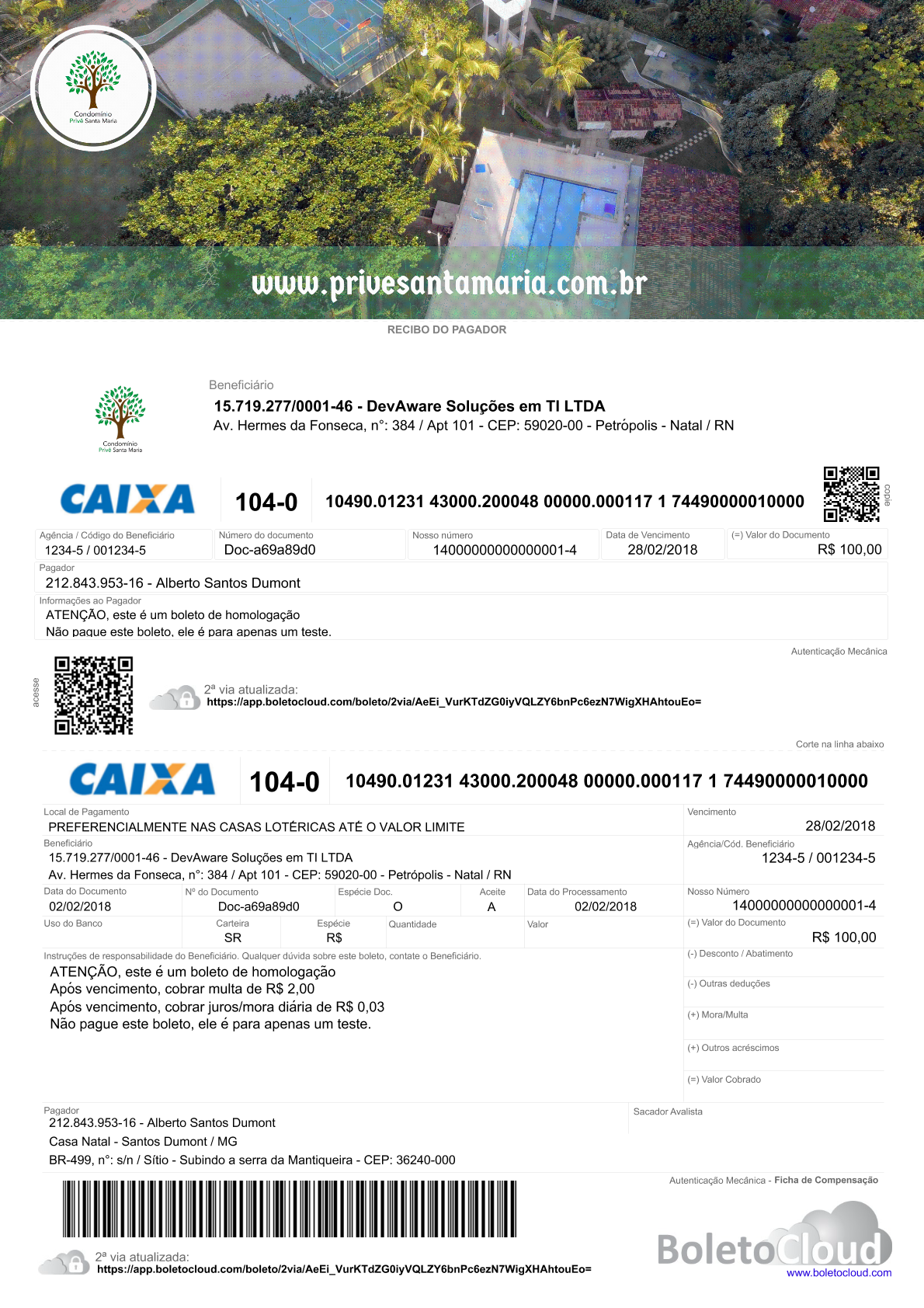 Exemplo 30 de boleto personalizado