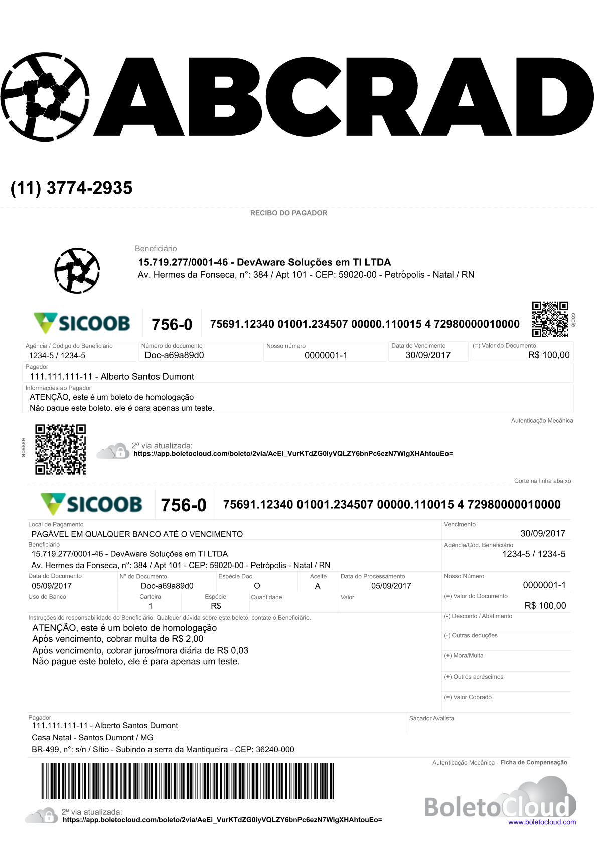 Exemplo 7 de boleto personalizado